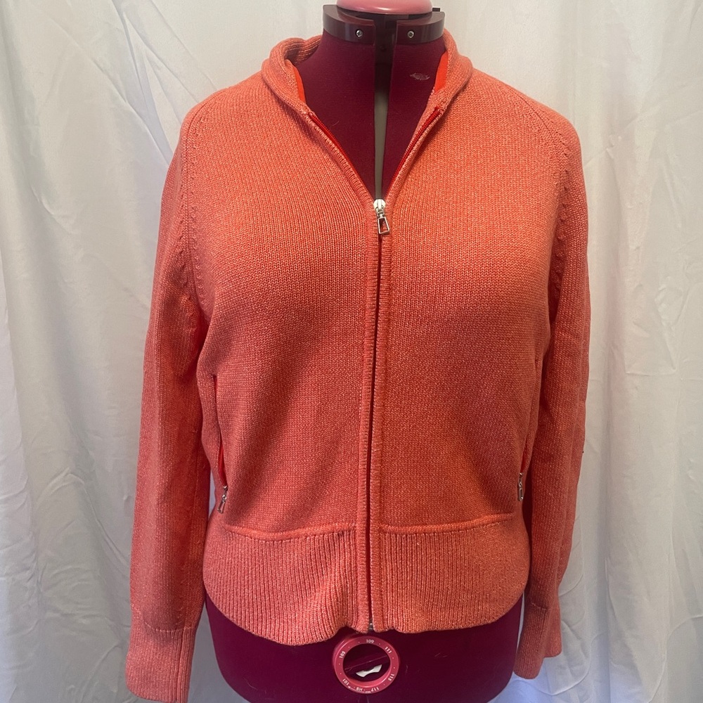 Orange Zip-Up Cardigan